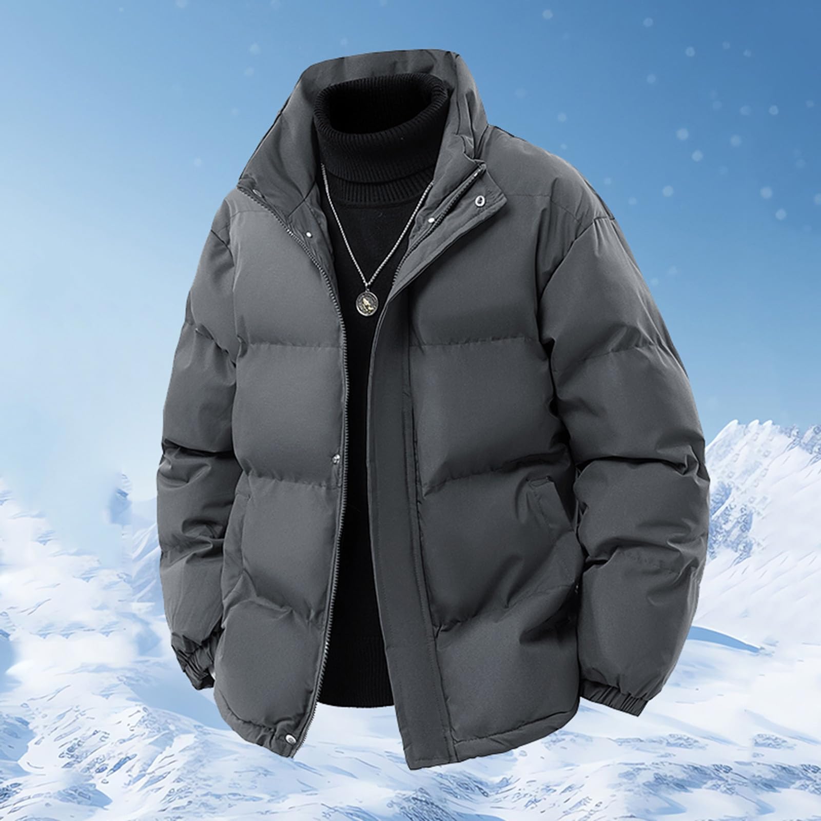 Générique Doudoune Homme Hiver Blouson Matelassée Manteau Hiver Chaud Chaude Manteaux Couleur Unie Coat Randonnée Coupe Vent Regular Fit Veste Respirant Jacket Epais Vetements