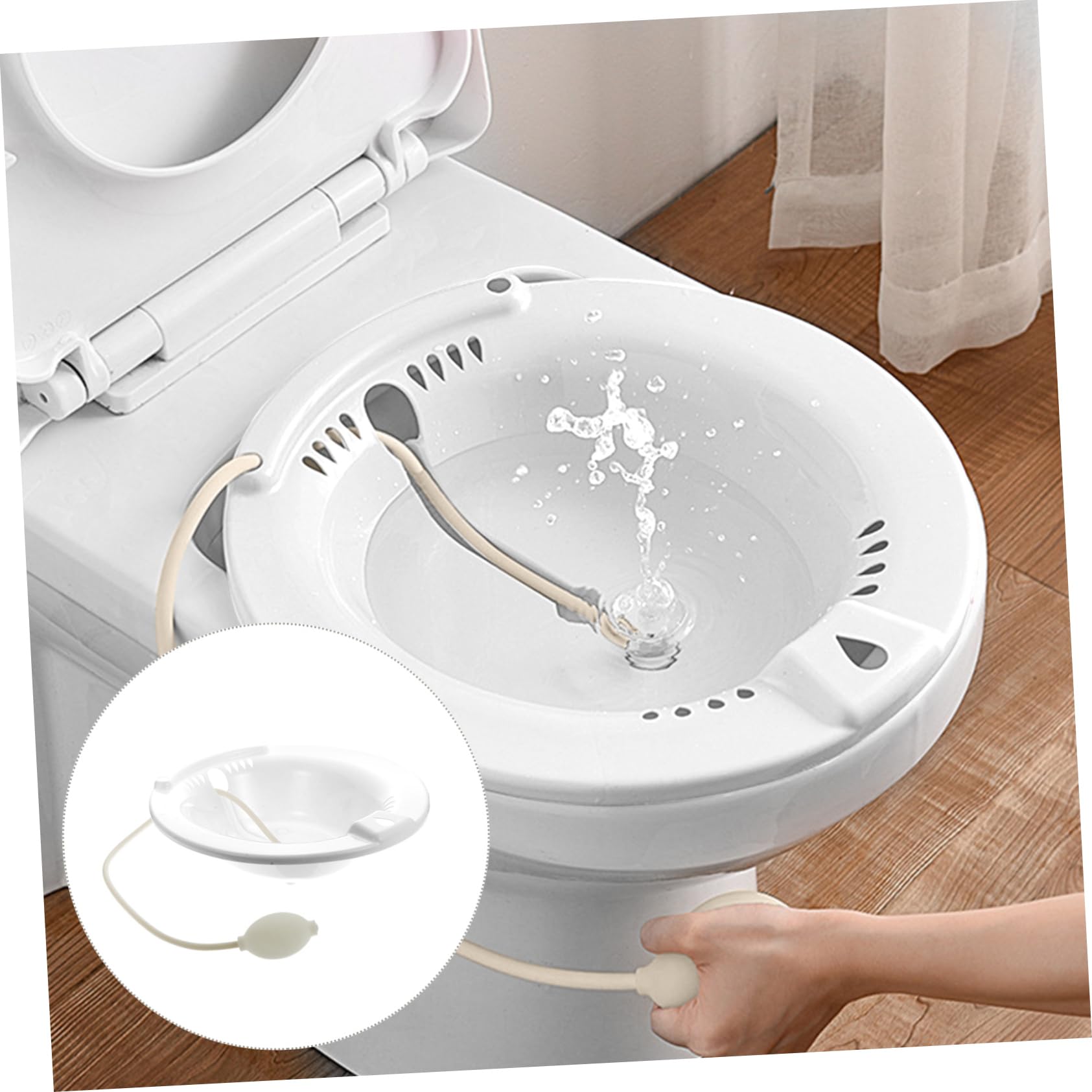 Bacino Sitz Bath Bianco in Pp per Assistenza Post Parto | Design Ergonomico e Struttura Ispessita, per Donne in Gravidanza e Persone Sedute, Uso Igienico Quotidiano