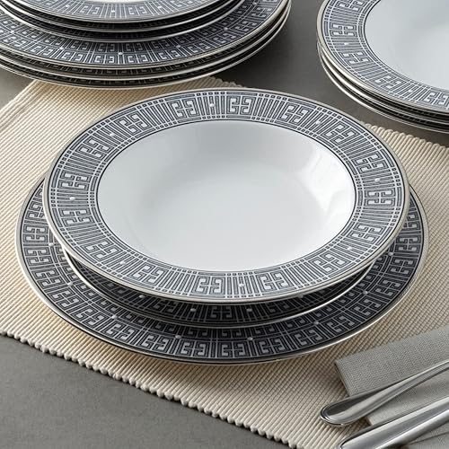 Miniatura 6 de Noritake Infinity - Juego de 12 piezas, servicio para 4 pulgadas, negrografitogris, multicolor