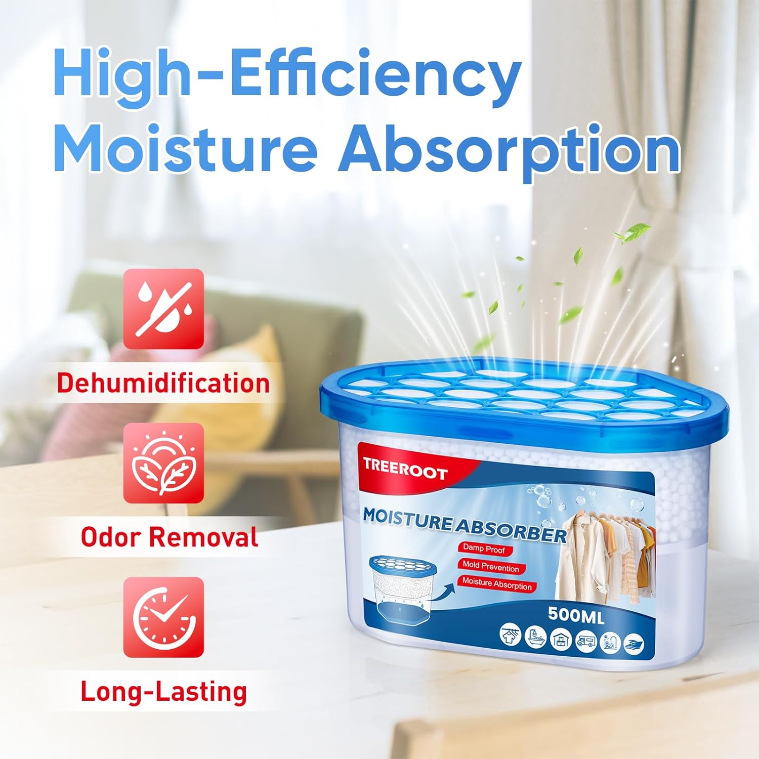 22Pack Moisture Absorbers, 10.6OZ Humidity Absorber Bucket, Moisture Absorbers for Closet, Dehumidifier Bucket for Wardrobes、 Kitchens and Bathrooms, Fragrance Free Humidity Absorber