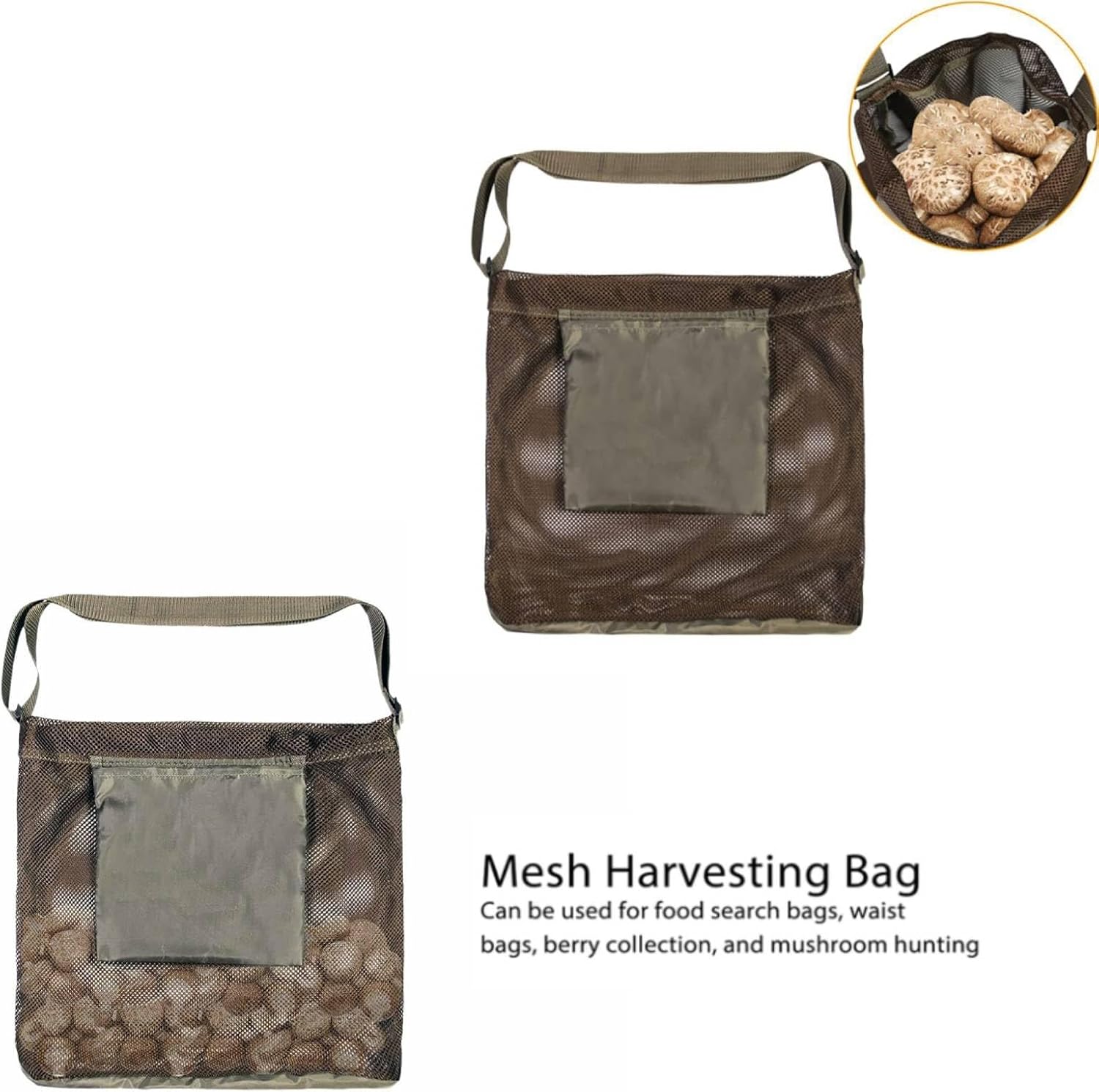 2Pcs Mushroom Hunting Bag, Foraging Picking Bags Mushroom Satchel Harvesting Bag for Picking Fruits and Vegetables Mushroom