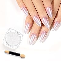 Vista 11 de Beetles Polvo de Uñas Cromado Blanco para Uñas de Gel, Polvo de Uñas Cromado Perlas, Polvo de Uñas con Efecto Espejo, Polvo de Uñas de Gel