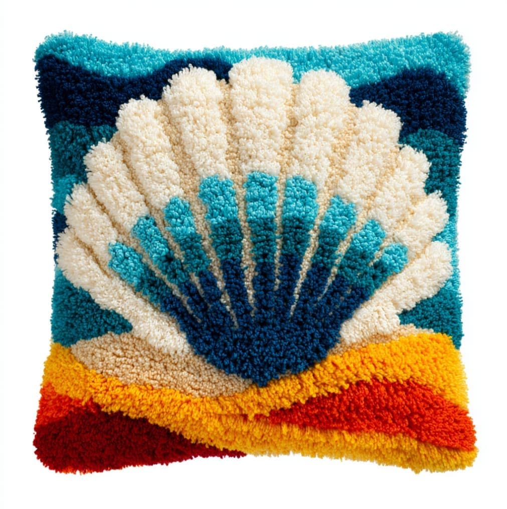 Taxpy Latch Hook Cushion Kits Seashell 17X17 Inch