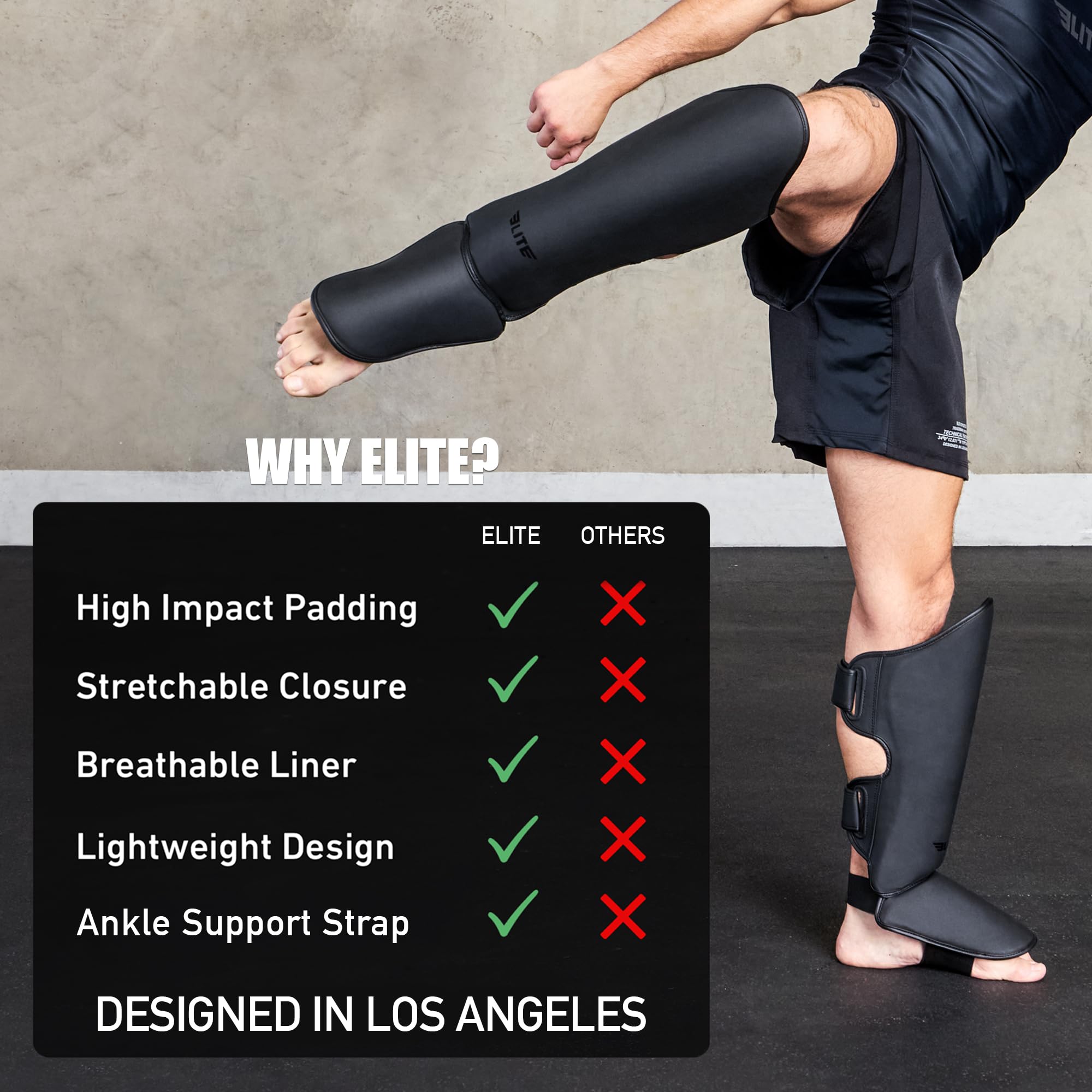 Elite Sports Espinilleras Muay Thai, Kickboxing, MMA, Muay Thai, Espinilleras (