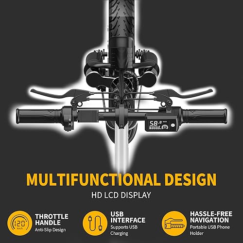 Miniatura 4 de EBKAROCY Bicicletas eléctricas para adultos, motor de 400 W, velocidad máxima de 22 MPH, neumático de 14 pulgadas, batería extraíble de 48 V 15 AH