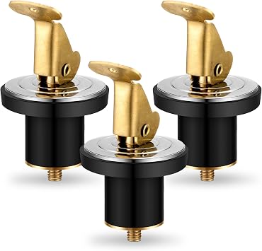 MorningRo 3 Pcs 3/4 Inch Baitwell Drain Plug Brass and Stainless Steel Snap Lock Boat Drain Plug Rubber for Boat Yacht Kayak Marine Livewells Baitwells