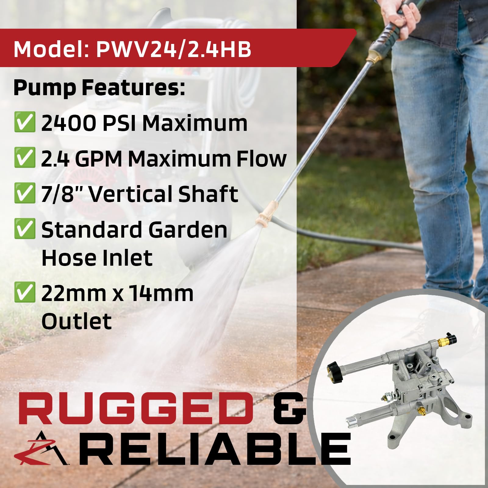 The ROP Shop | 2400 PSI Bomba de lavadora a presión para Husky HU80520, HU80530, HU80531, HU80931