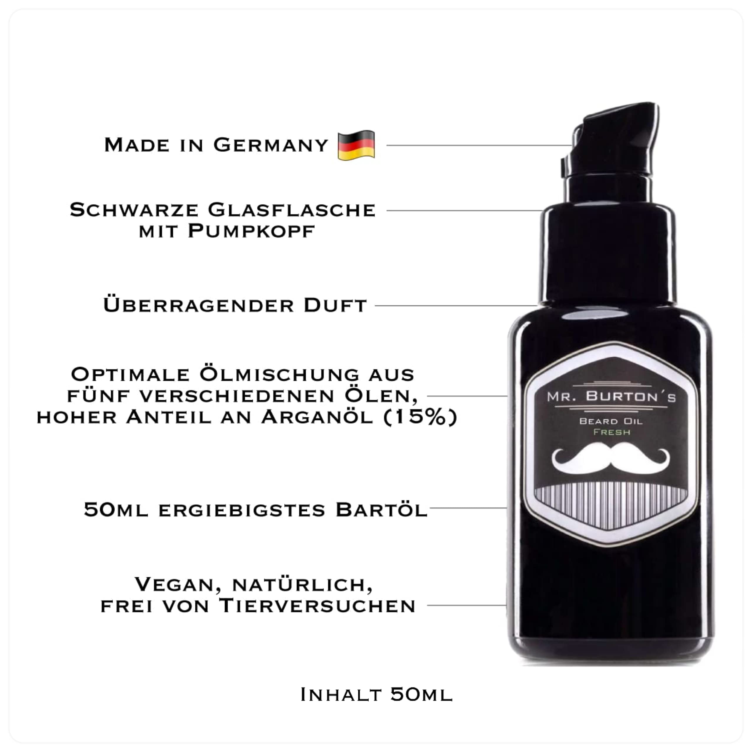 Bartpflege Set CLASSIC - 3 teilig von Mr. Burton´s. Inklusive Bartöl + Balsam + Bartshampoo