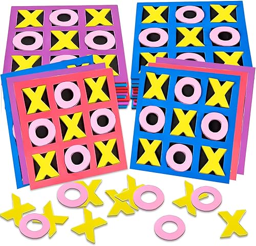 Gamie Paquete de 24 minijuegos de mesa de espuma de 5 pulgadas, juego de viaje a granel de Tic Tac Toe para niños, juegos de recreo interior para