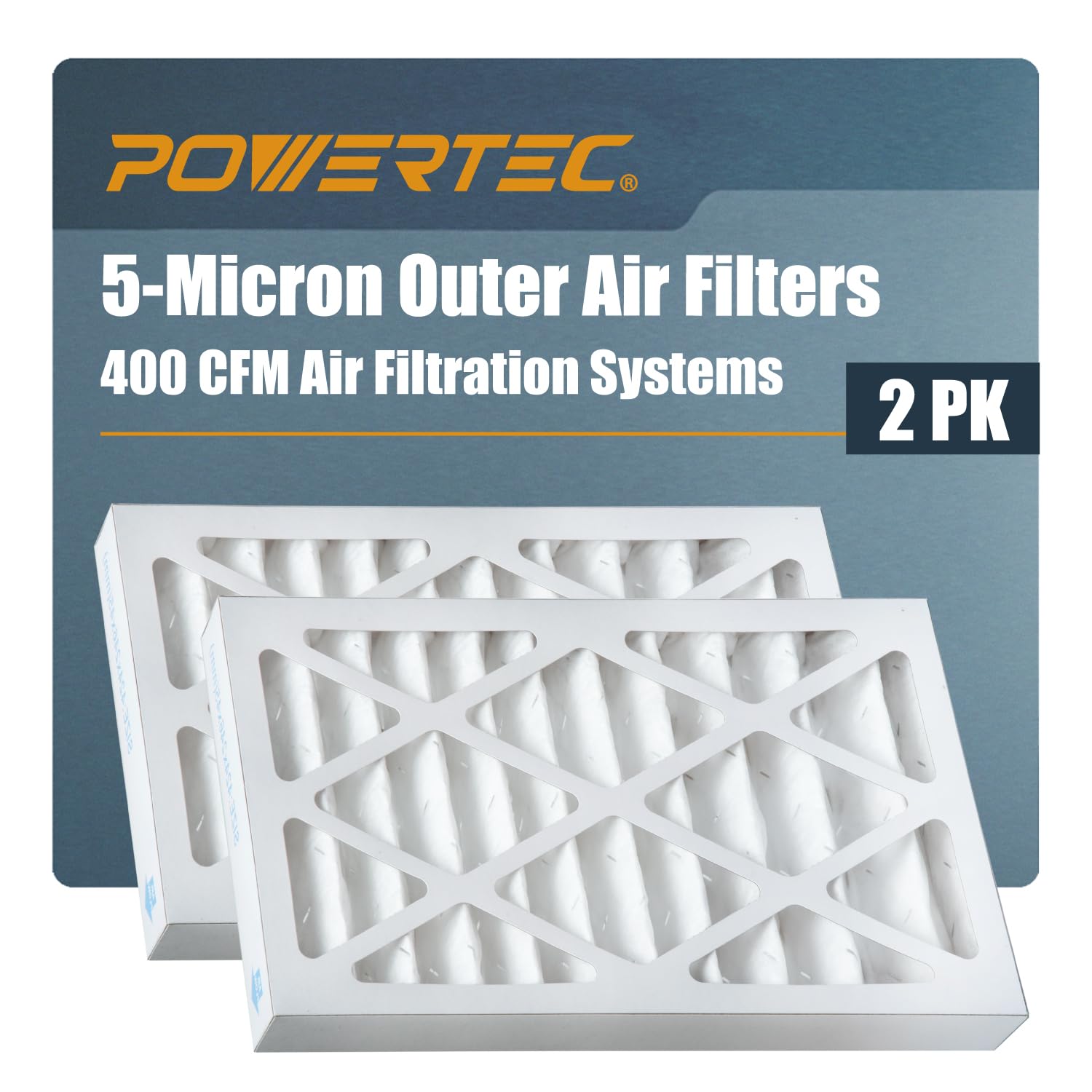 POWERTEC 75040 Outer Air Filter for POWERTEC AF4000 Air Filtration System, 5 Micron | 2 Pack