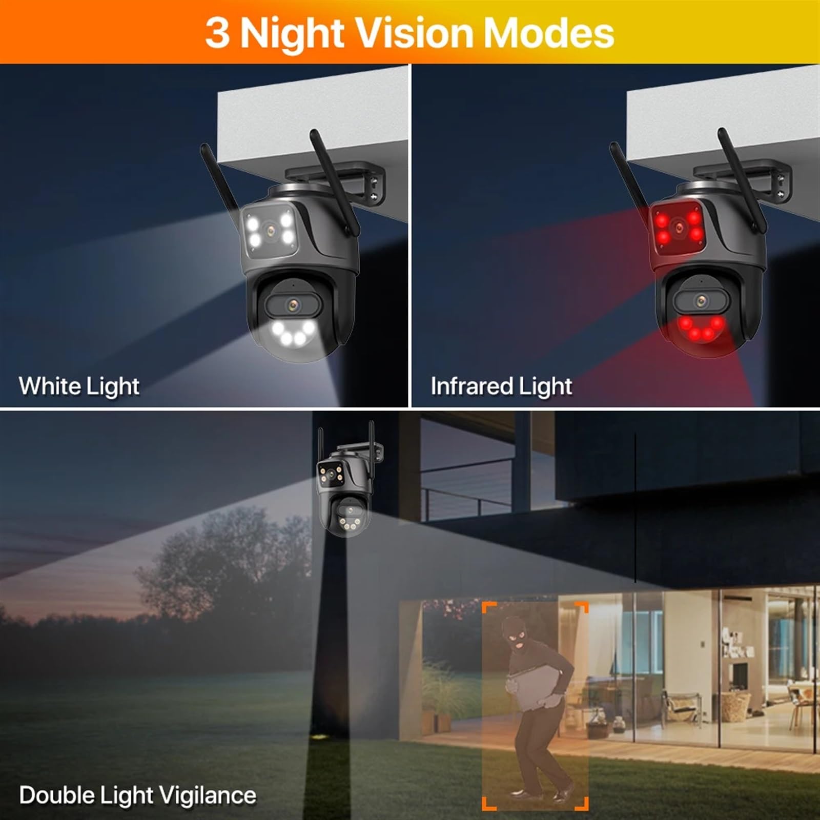 Kamera PTZ 4K 8MP HD Zewnętrzny podwójny obiektyw Podwójny ekran Zewnętrzna kamera Wi-Fi Automatyczne śledzenie Nadzór bezpieczeństwa ulicznego P2P Łatwa instalacja(8MP NO Card)