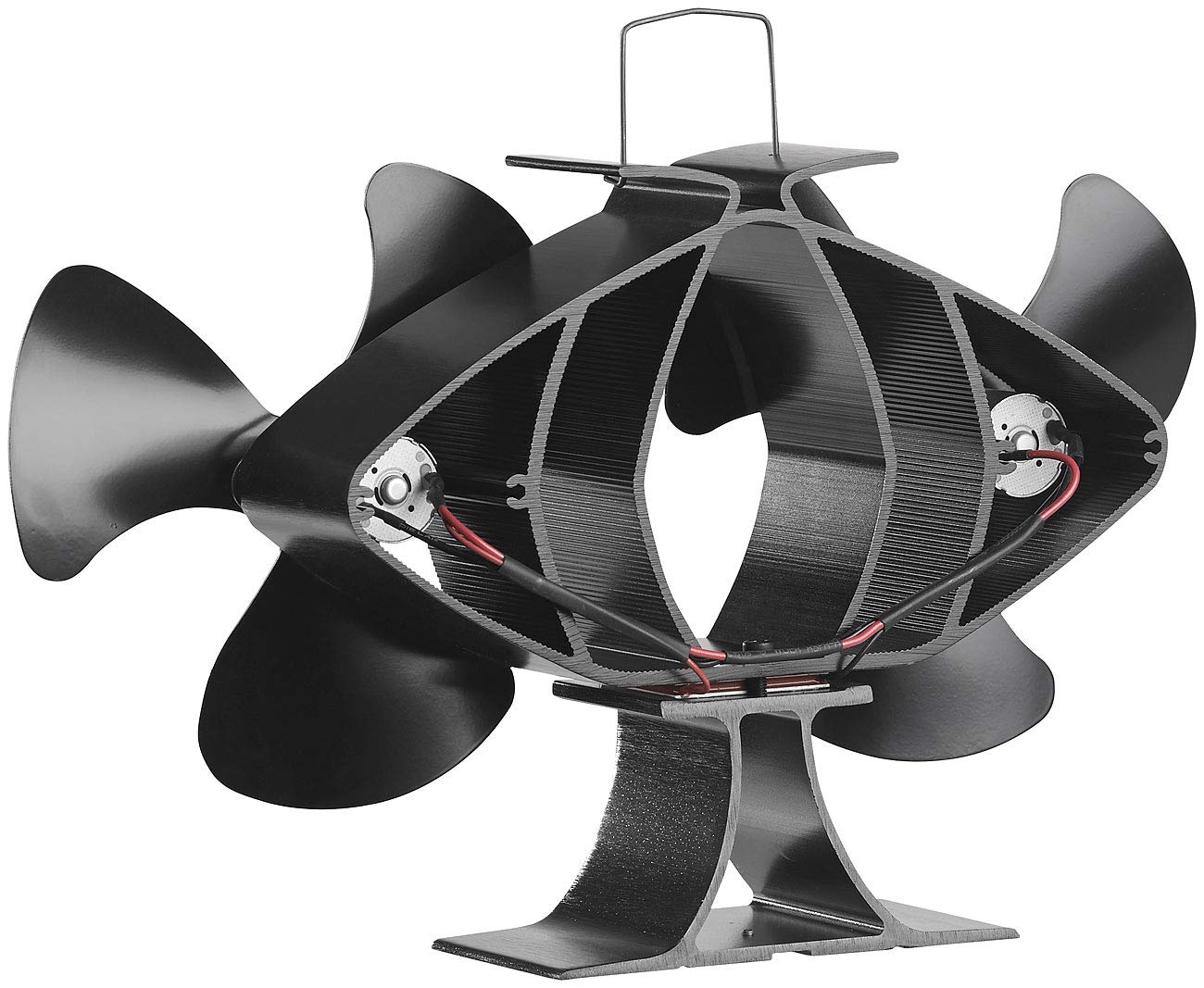 Carlo Milano Kaminventilator: Stromloser Kaminofen-Doppel-Ventilator, je 3 Lüfter-Blätter, ab 65 °C (Lüfter Ofen, Heizungsventilator, Heiz)