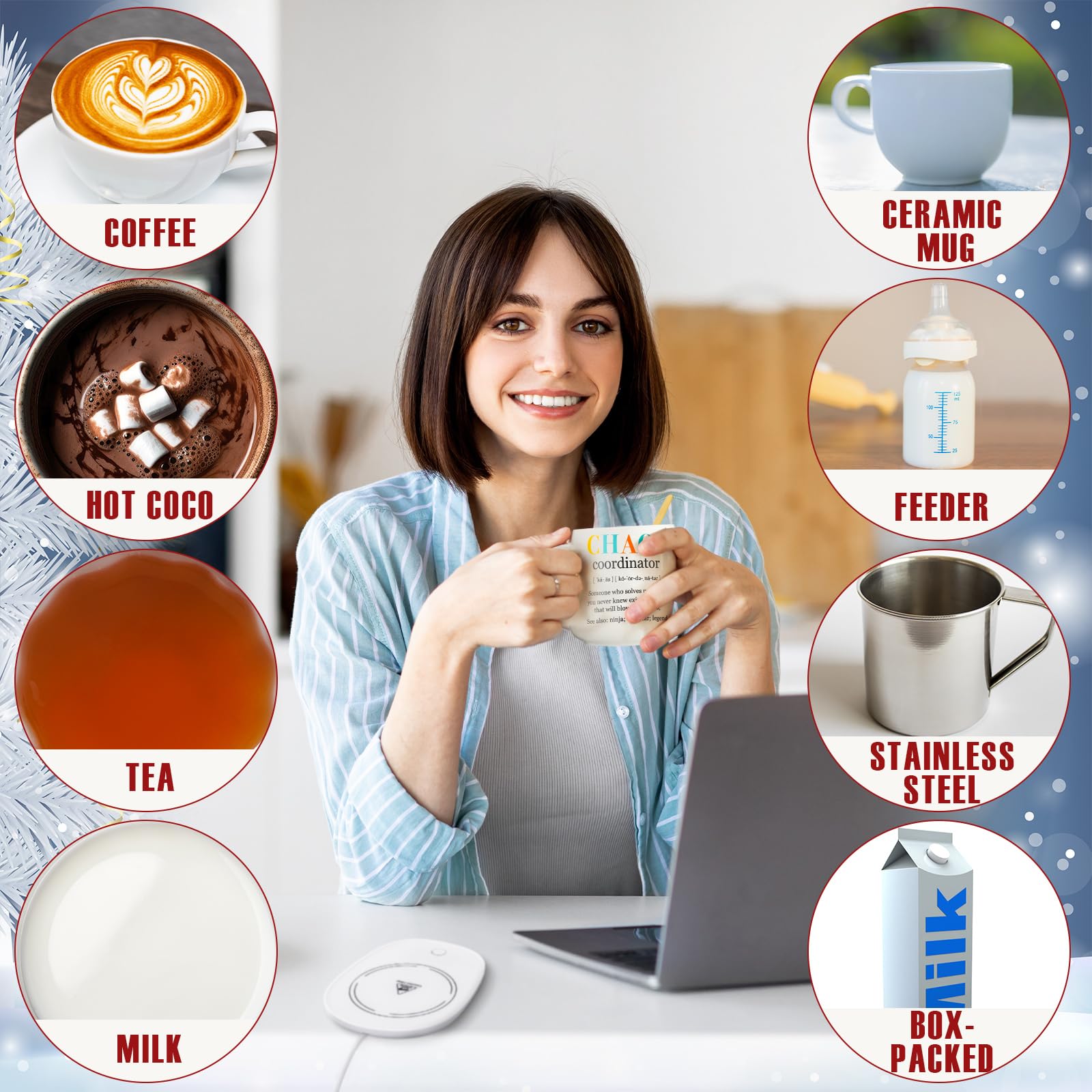 Juego de tazas de café para coordinador de graduación, calentador de tazas de café, para escritorio, oficina, hogar, con cuchara, agradecimiento, regalos de agradecimiento, compañero de trabajo 4