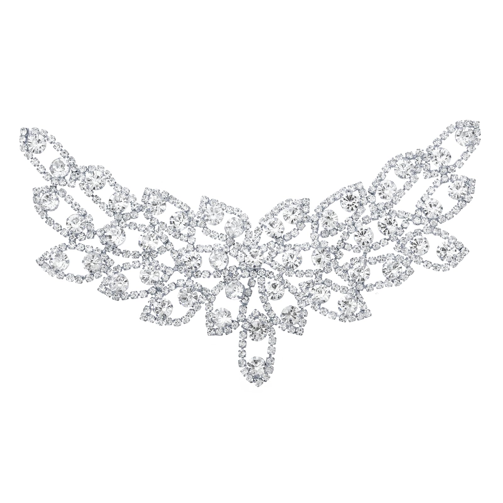 QUARKZMAN Strass Cristallo Applique, Decorazione Abito Sposa per Accessori Manuali Fai-Da-Te Donna, Cucire Applicazione Gioielli con Strass Cintura Bianca ABito Sposa, Argento