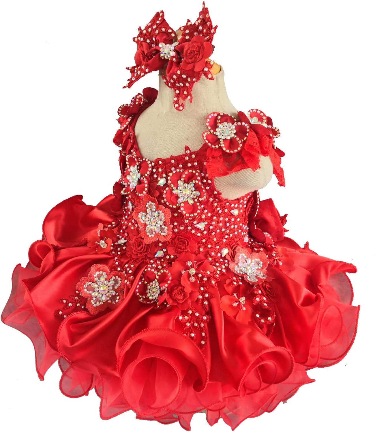 Jenniferwu Baby Girl Pageant Dress Handmade Beaded Dresses Toddler Pageant Girl's Princess Dress