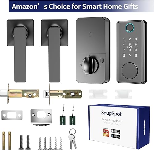 Miniatura 7 de Cerradura inteligente de huellas dactilares WiFi para puerta delantera, cerradura de puerta de entrada sin llave con juego de asa, no requiere