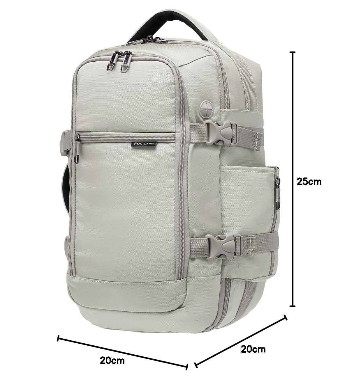 PUCCINI Easy Pack plecak podręczny do Ryanair, plecak podróżny, torba kabinowa, samolot, torba podróżna dla mężczyzn i kobiet, plecak wielofunkcyjny, beżowy, S - 40x20x25 cm (18 L), S – 40 x 20 x 25