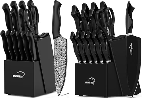 Amorston - Juego de cuchillos de cocina de 15 piezas con afilador de cuchillos integrado y juego de cuchillos de cocina de 15 piezas disponible en Yaxa Costa Rica