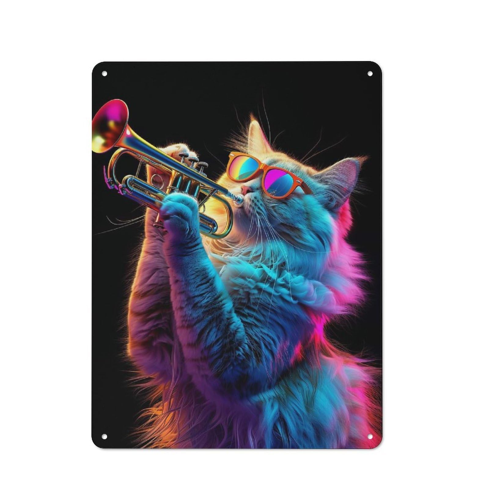 Ragdoll Trumpet Urban Metal Wall Decor 40x30cm, Industrial Metal Sign for Flat, Bar, Studio Or Gallery Wall