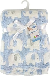Baby Elephant Luxury Pram Blanket -Boy/Girl Options (75cm x 100cm) (Blue)