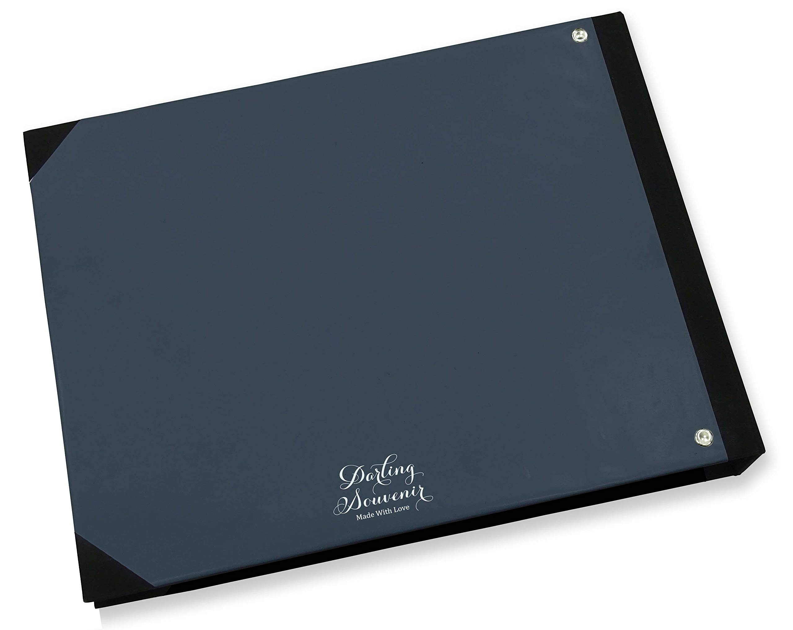 Darling Souvenir Libro Degli Ospiti Personalizzato Con Copertina Rigida – Motivo Foglia Di Vite Blu – Formato 22,8x30,5 Cm – 100 Pagine Con Anelli A D