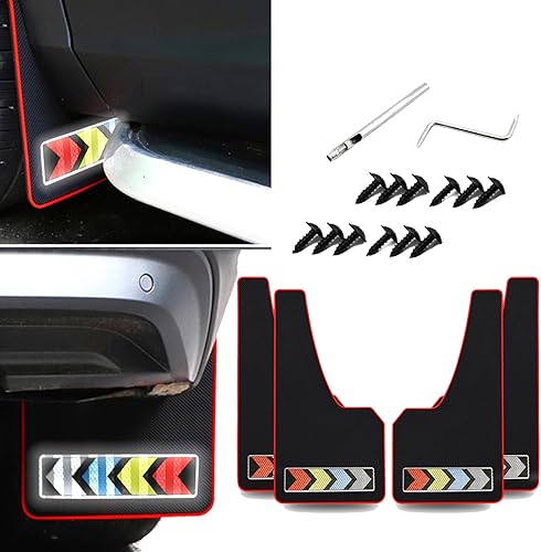 Miniatura 3 de 4 unidades de aletas reflectantes de goma suave para barro de automóvil, protectores de goma suave para barro, advertencia de seguridad para