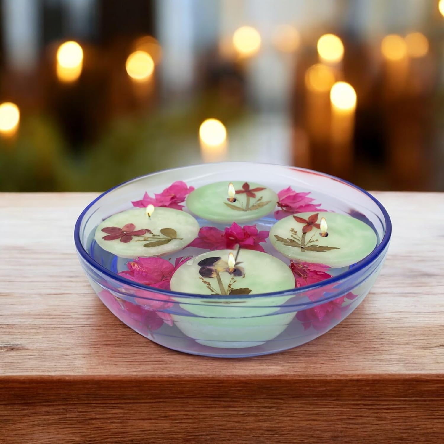 Aroma Eco-Friendly Soy Wax Handmade Pack of 4 Scented Candle Diwali Decoration Premium Organic Diyas Gifting (Burning time 3 Hours) Natural Floating Candles (Lemongrass)