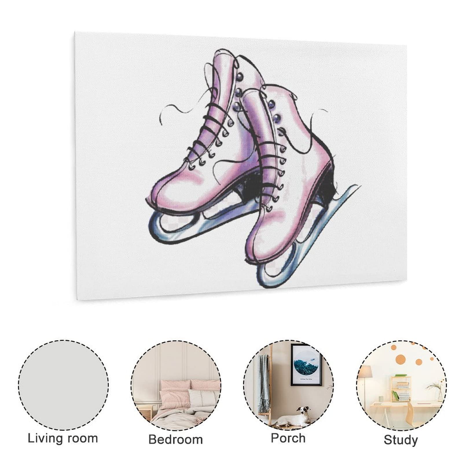 Cartoon Ice Skating Skates Canvas Painting Picture Hanging Poster