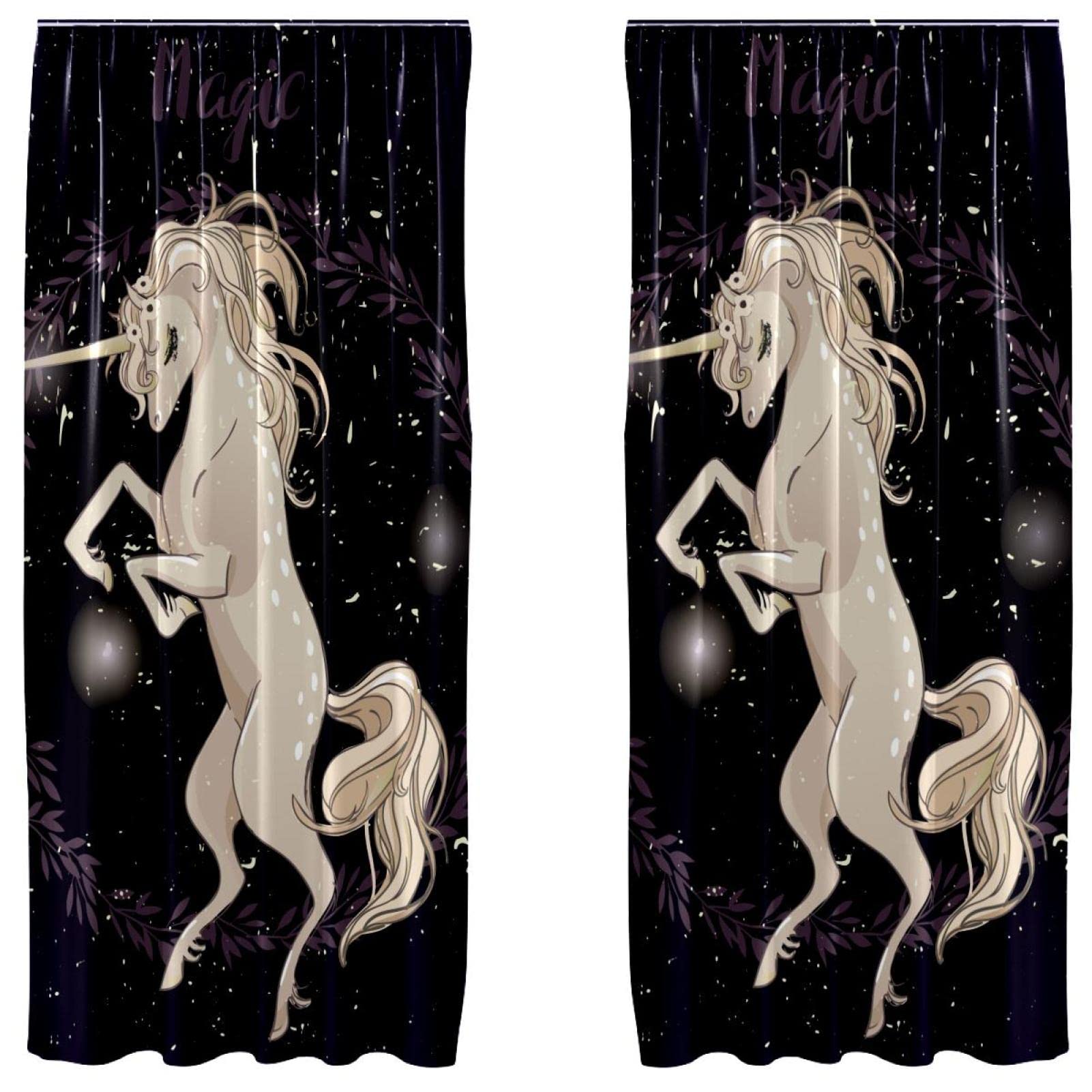 Cortinas de unicornio de dibujos animados paneles decorativos 55 x 84 para ventanas de salón