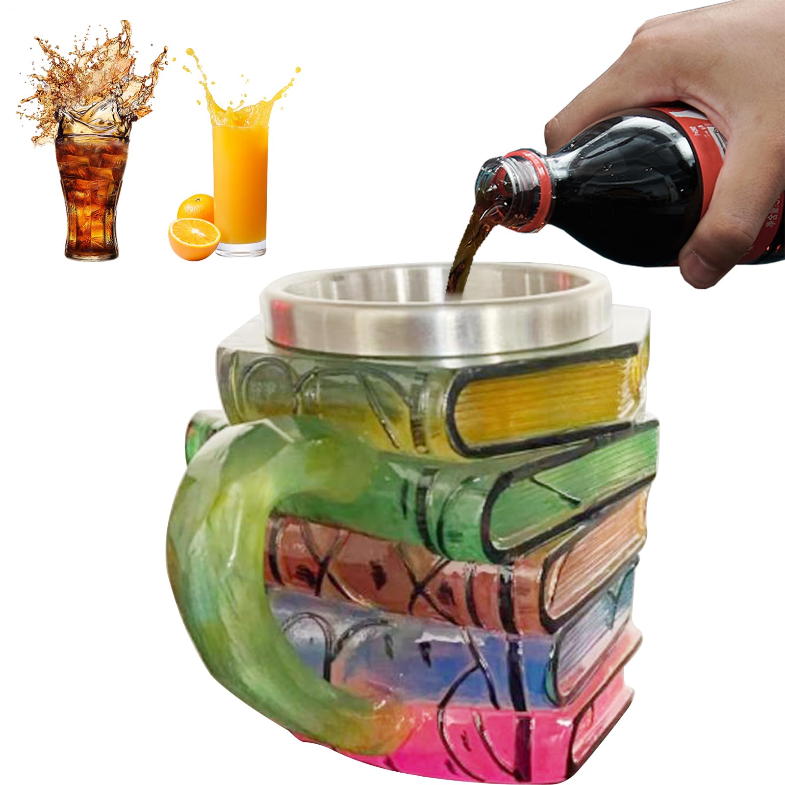 Tasse à café livre colorée faite à la main en céramique d'art