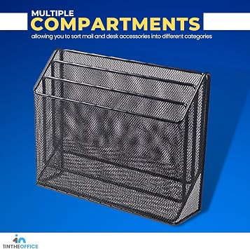 1InTheOffice 3 Tiers File Folder Organizer, Desk Sorter, Black Mesh