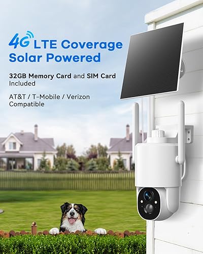 Miniatura 2 de Cámara de vigilancia 4G LTE sin WiFi para exteriores, funciona con energía solar, HD 2K, detección de movimiento, PTZ de 360, visión nocturna,