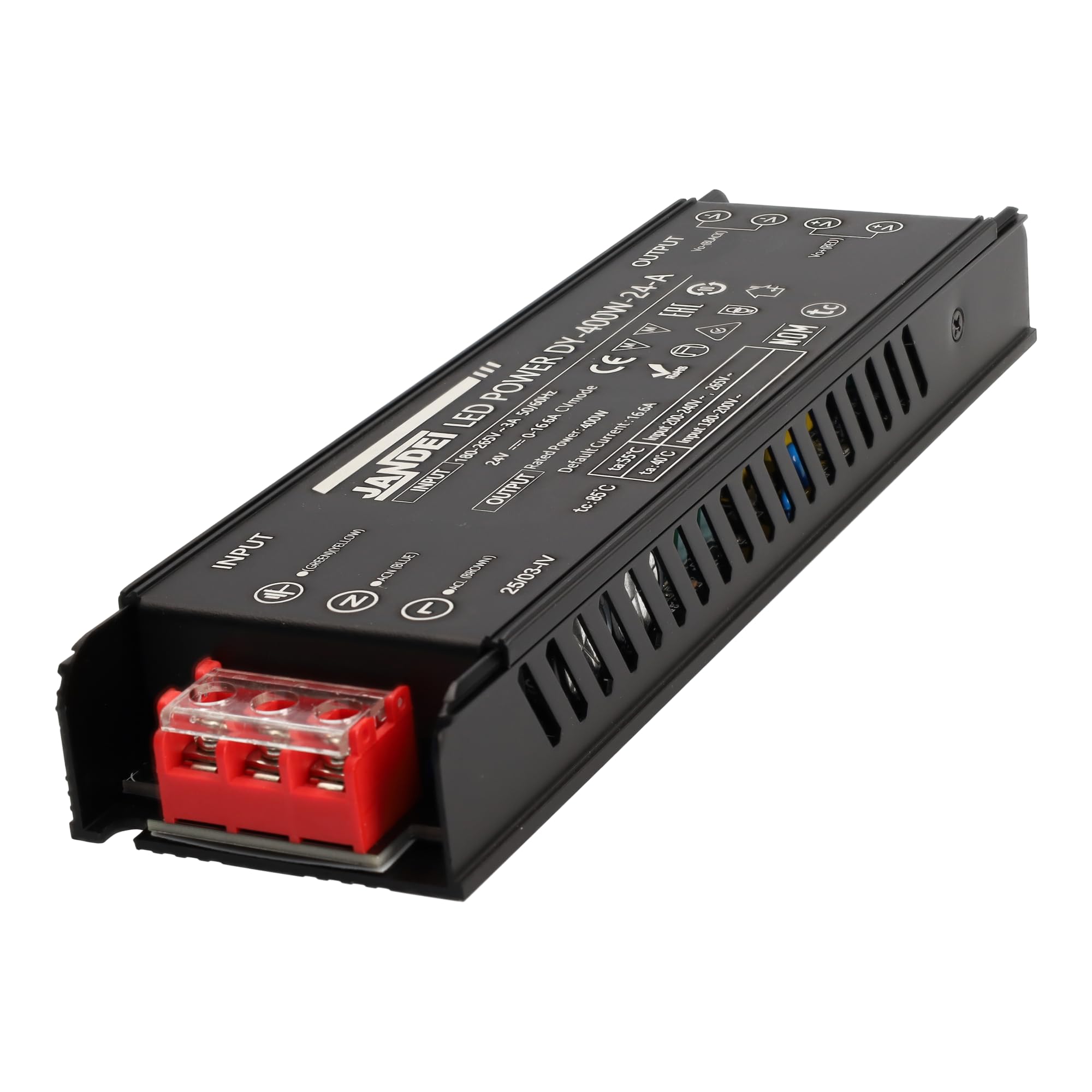 Jandei - Zasilacz kompaktowy transformator 110/220V AC do 24V DC 400W 16A, instalacja wewnętrzna IP20 dla taśm LED, neonowych lub niskonapięciowych urządzeń