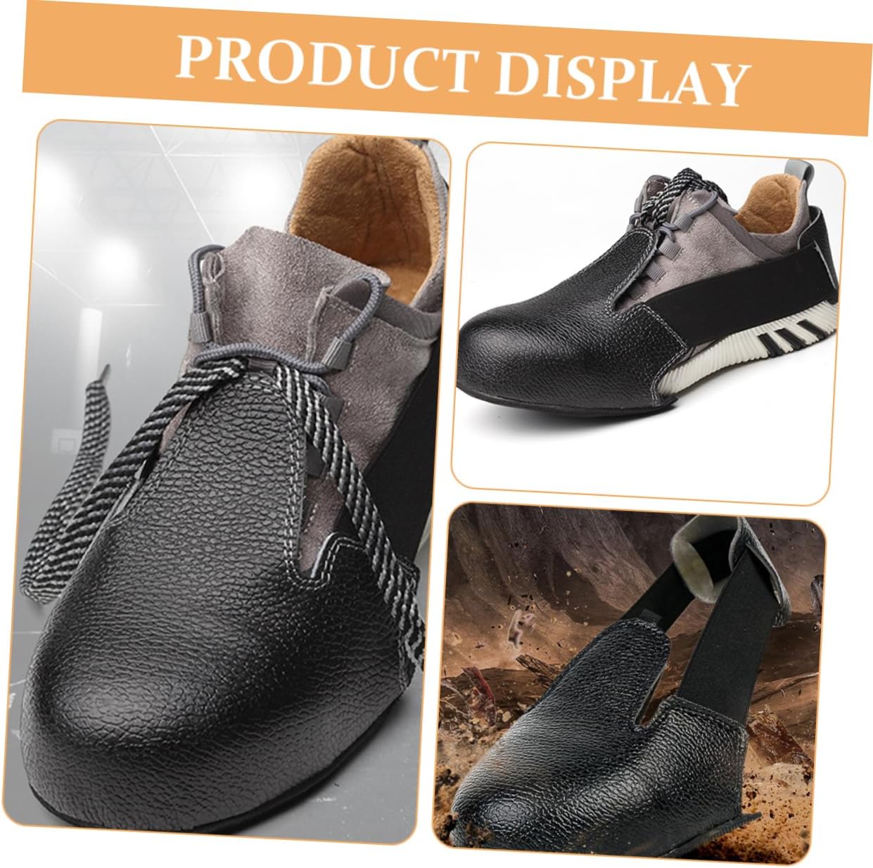 Veemoon Safety Shoe Covers for Adults Black Labor Protection Shoe Protector Anti-Collision Non-Slip Covers for Industrial Use Fits Sizes 35-48