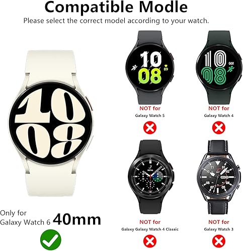 Miniatura 2 de Rc-Z Funda protectora de pantalla para Samsung Galaxy Watch 6 Classic de 1.732 pulgadas, parachoques duro de PC y HD antivaho de vidrio templado