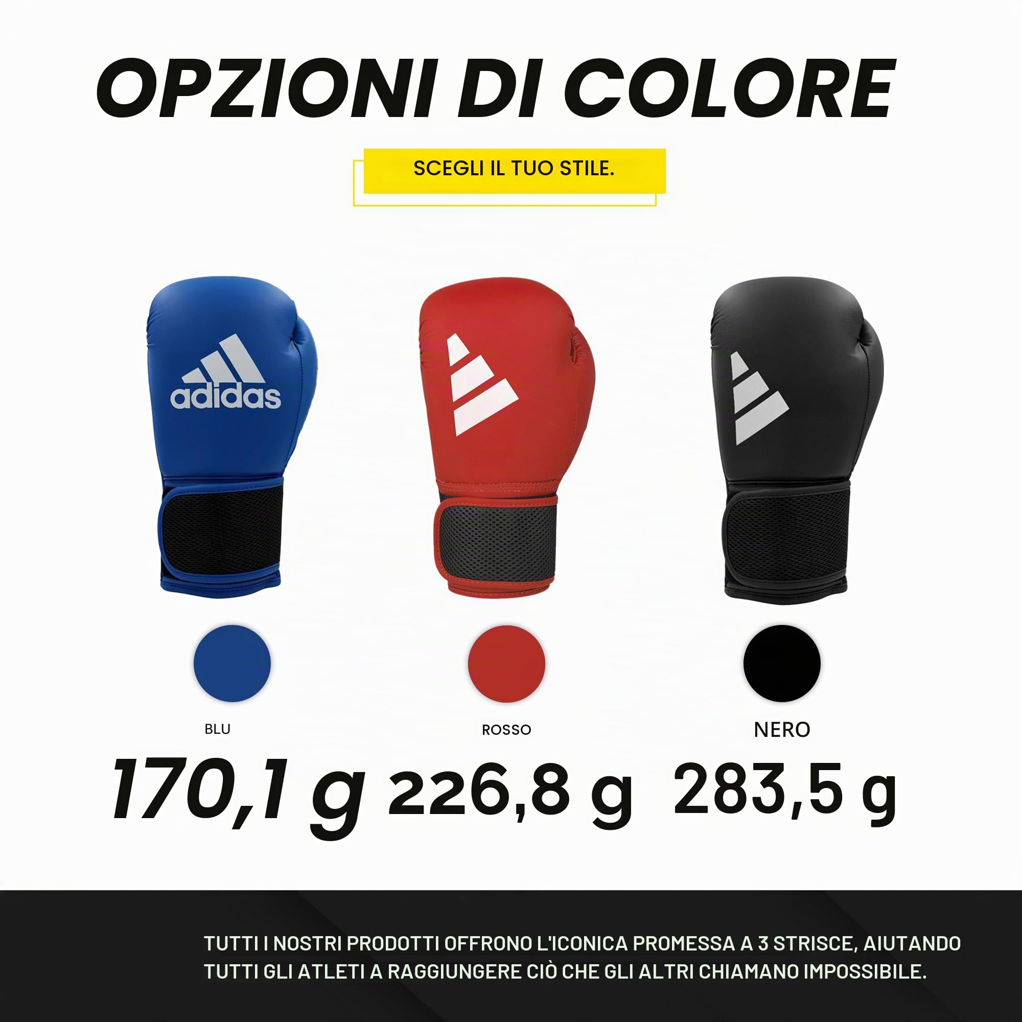 Adidas Guantoni da boxe, allenamento, sparring, lezioni di fitness, MMA, kickboxing, palestra, gancio, jab, ibrido 25, per uomini, donne, bambini, 170 g, 283,5 g