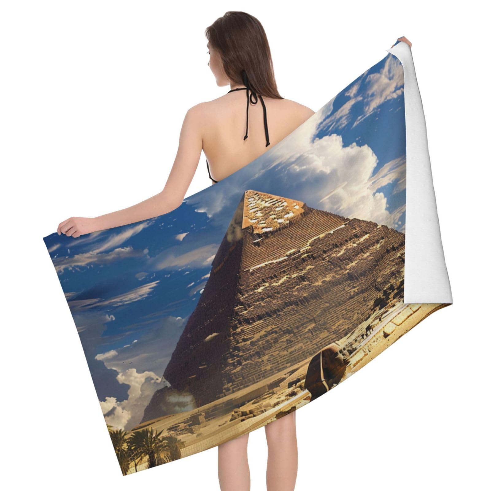 BWWHCCTI Pyramids of Egypt Printed Microfiber Quick Dry Bath Towel, Soft Beach Towels for Travel,Camping,Gym,Beach,Swimming,Yoga, 130x80 CM