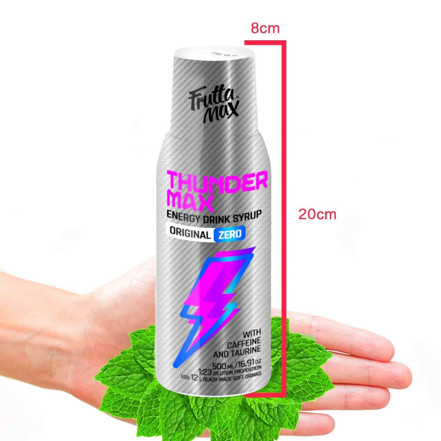 8 paquetes - FruttaMax - Energy Drink Syrup Concentrate | Less Sugar | Suitable for soda Machine (8x500ml) (8xThunderMax ZERO)