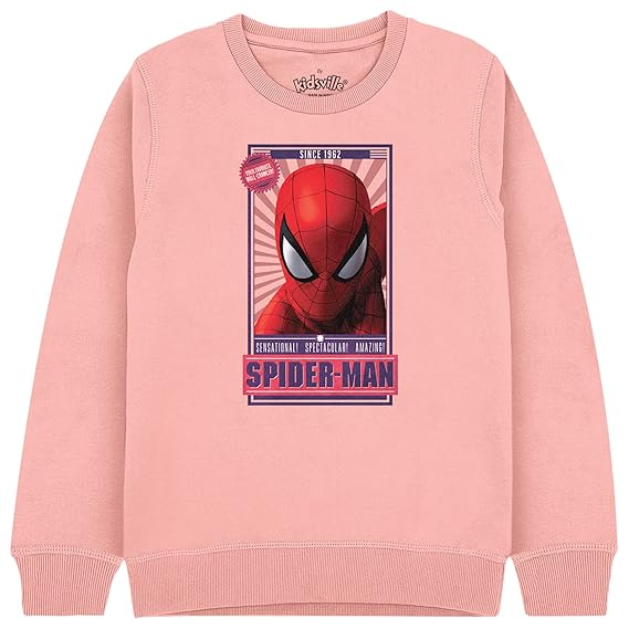Kidsville Spiderman Printed Pink Sweatshirt for Boys