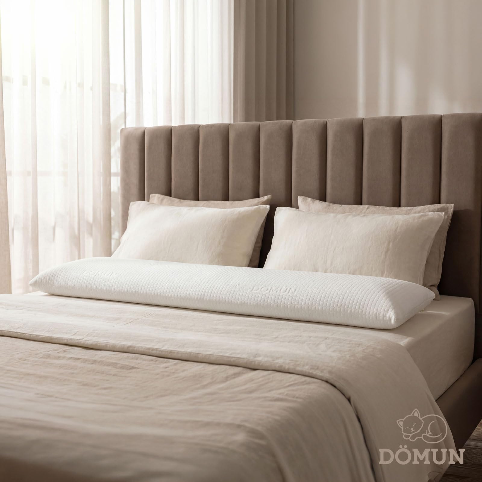 Almohada Viscoelastica 135 cm DÖMUN Original, Almohada Cervical Ergonómica Aloe Vera para Dormir, Memory Foam Transpirable, Almohada 135 cm Fabricada en España