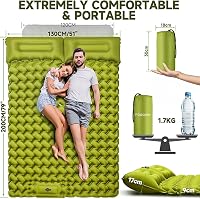 FORRINX Önfelfújó Kétszemélyes Kempingmatrac 200x130 cm - Ultrakönnyű Vízálló Matrac Beépített Párnával, Túrázáshoz, Sátrazáshoz 2