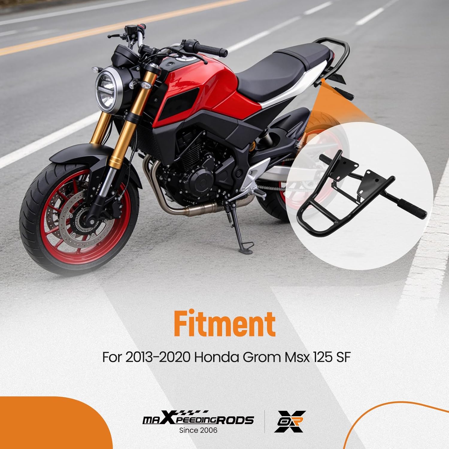 maXpeedingrods Motorcycle Stunt Rear Luggage for 2013-2020 Honda Grom Msx 125 SF