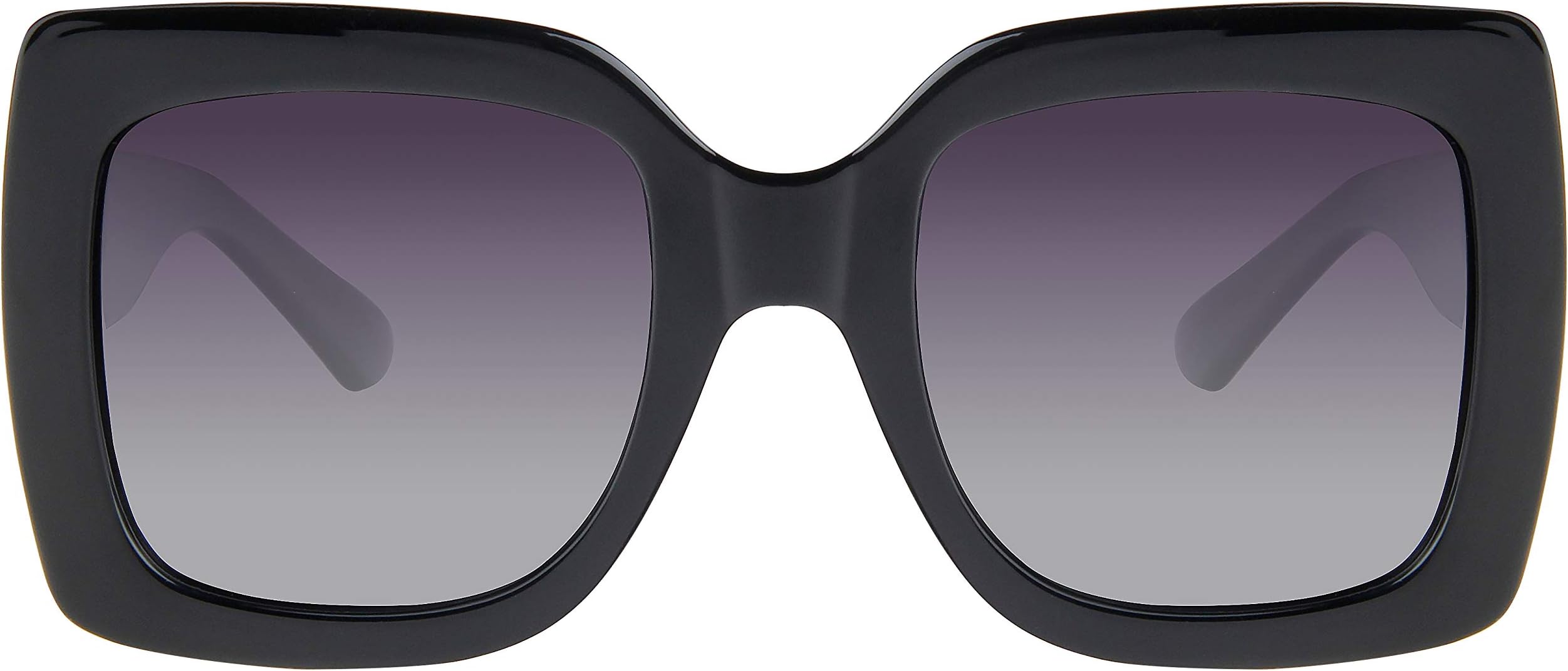 Square Oversized designer Polarized Sunglasses for Women Black Frame with Grey gradient Lens With Case and Cloth