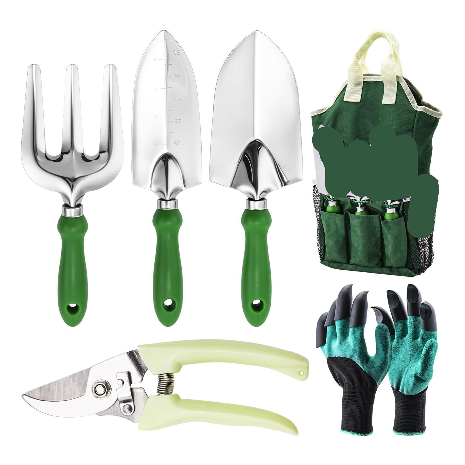Ensemble d'outils de Jardinage, Comprenant des Gants à Griffes Cisaillement Jardin, Un cultivateur, Une truelle Transplantation, Pelle Sol, Plantation en extérieur