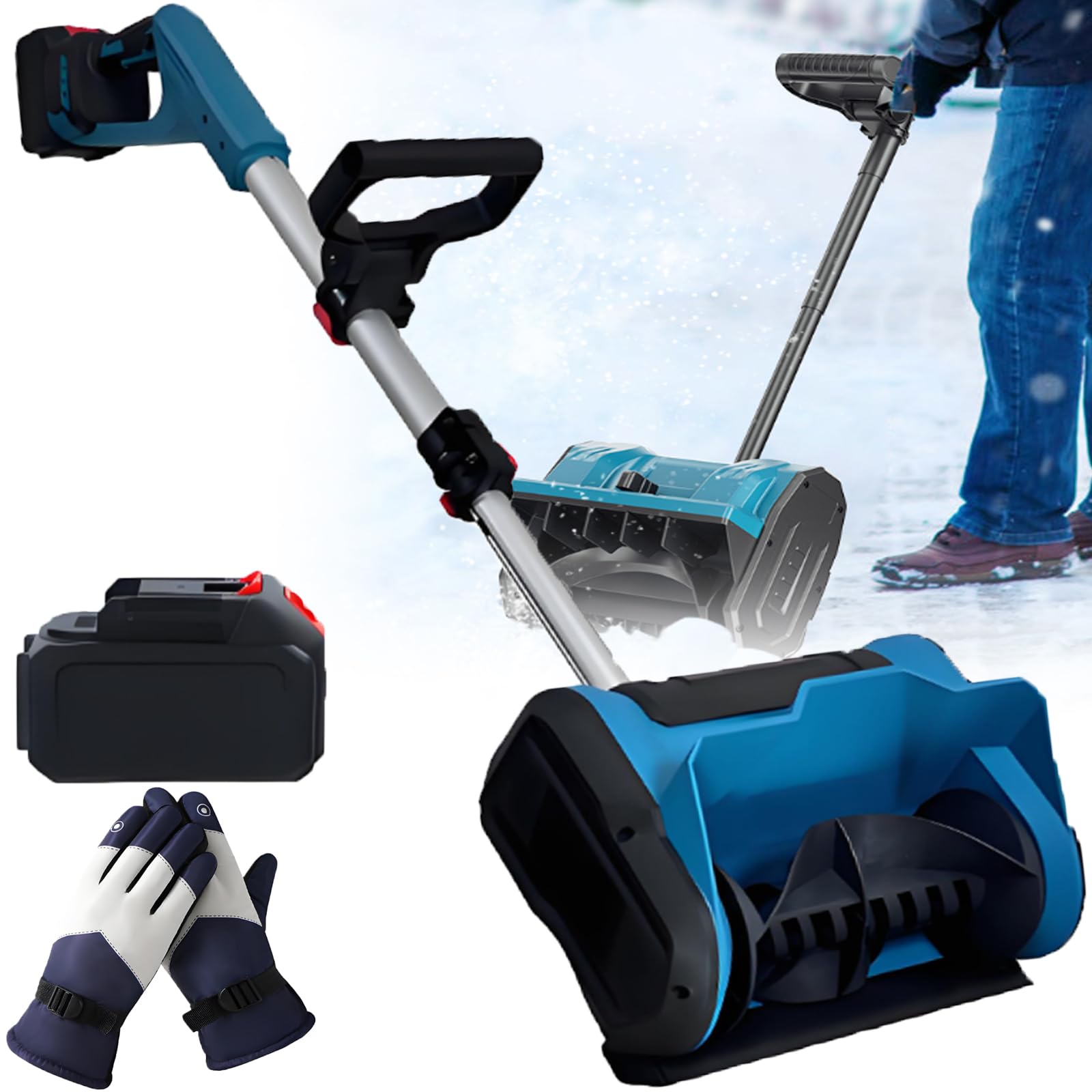 Spazzaneve senza fili – Pala da neve elettrica da 600 W con scivolo a 3 vie, batteria a lunga durata, manico telescopico, per pulire la neve ovunque, 2 batterie incluse