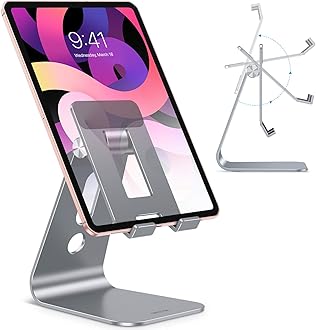 OmotonAdjustable Phone Stand with [Advanced Hollow Design][Multi-Angle], Aluminium Cell Phone Holder Compatible with iPhone 11/11 Pro/11 Pro Max, Other Phones and Tablets(Up to 20cm ), Space Grey