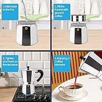 Vista 5 de olla de moka de 12 tazas de aluminio de 600ml, cafetera italiana para estufa, cafetera de expreso para cafeteras moka, percolador de café mocha
