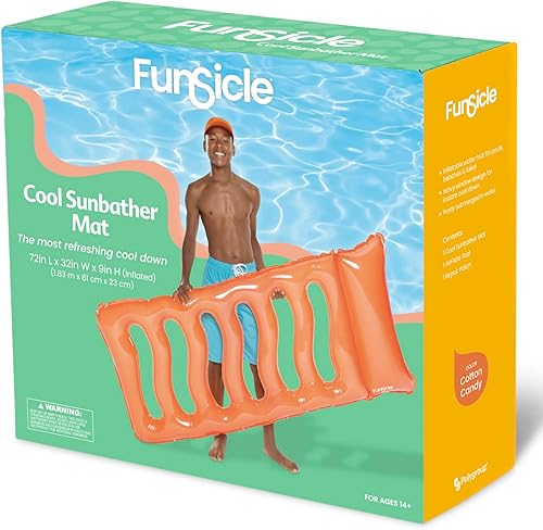 Miniatura 3 de Funsicle Alfombrilla inflable de 6 pies para tumbonas con reposacabezas cómodo