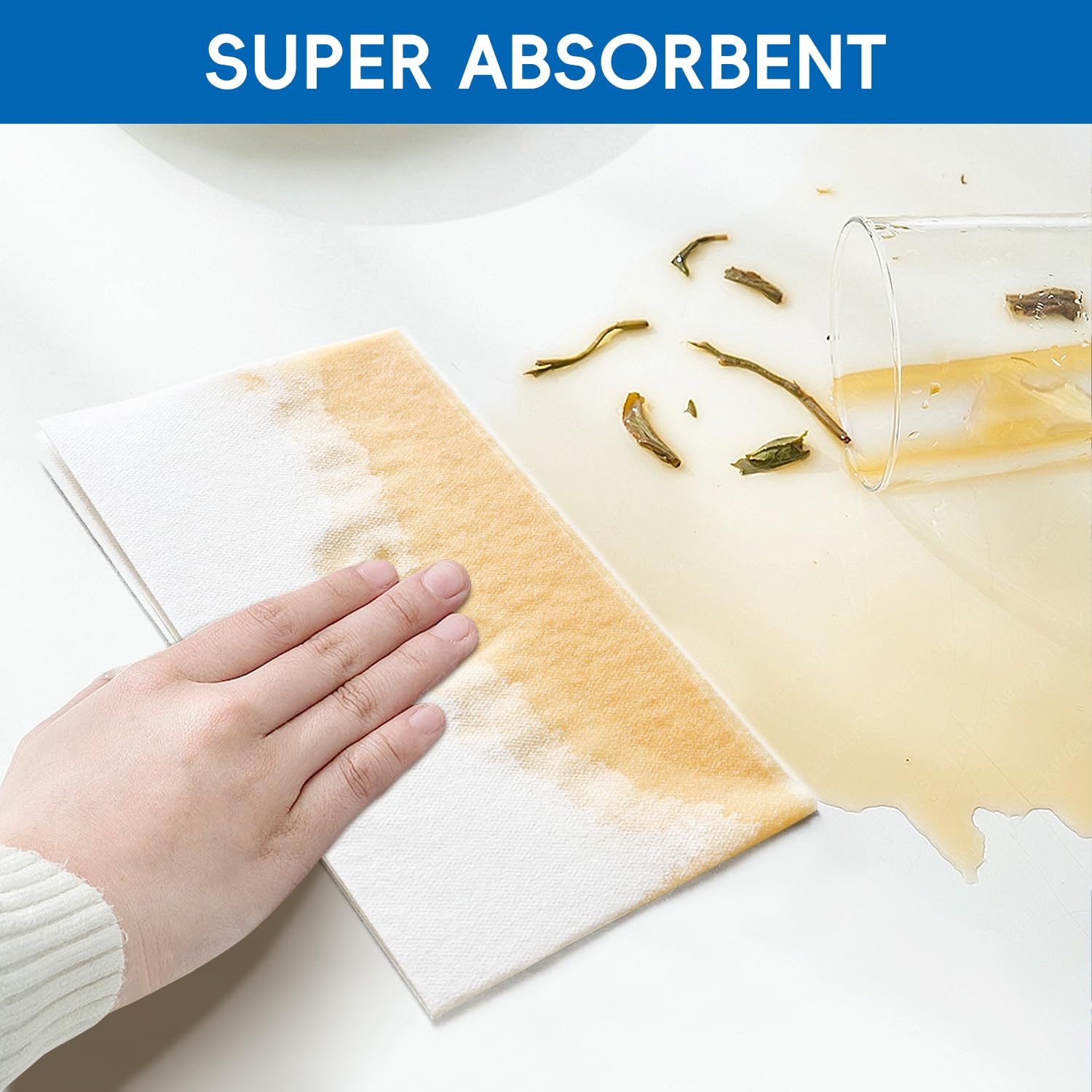 Lot De 200 Serviettes Jetables Au Toucher Lin Pour Invités – Serviettes En Papier Pour Salle De Bain – Serviettes En Papier Blanc – Serviettes à Main Pour Cocktail – Très Absorbantes