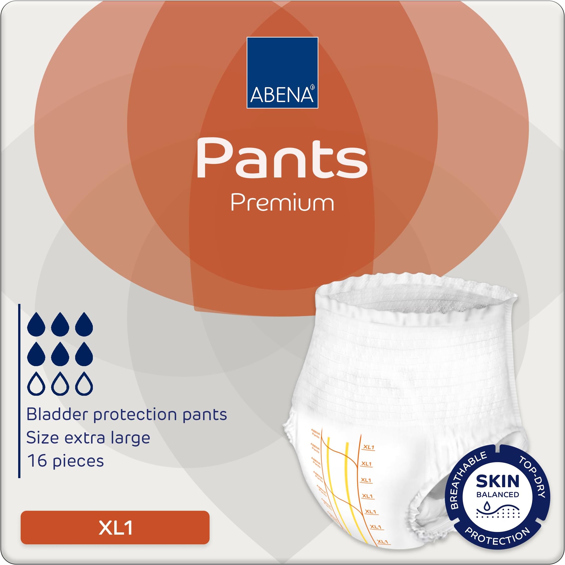 Abena Pants Premium Pull-Up Incontinence Pants, Eco-Labelled Incontinence Pants for Men & Women, Discreet, Protective, Breathable, Comfortable - XL 1, 130-170cm Waist, 1600ml Absorbency, 16PK
